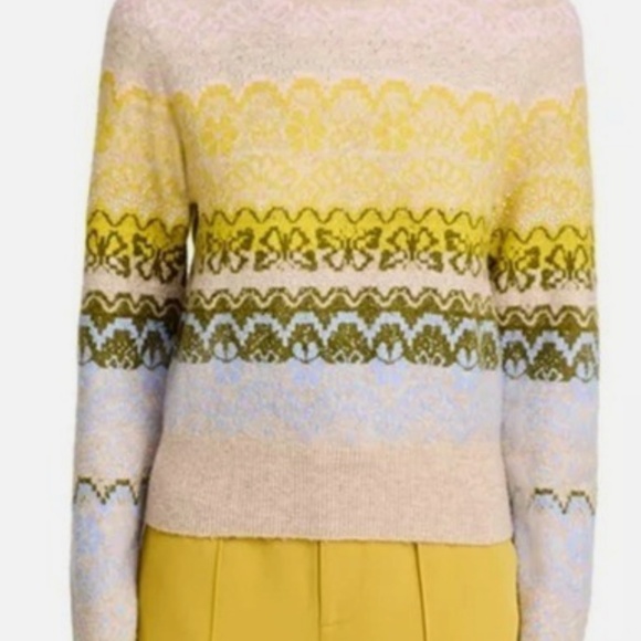 Cinq à Sept Women's Lace Fair Isle Pullover Size l - Picture 7 of 8